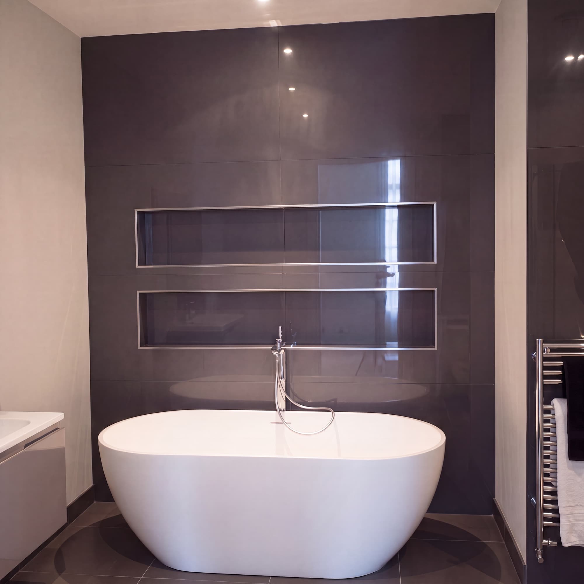Freestanding bath in a luxury bathroom renovation by InstaGasWorks