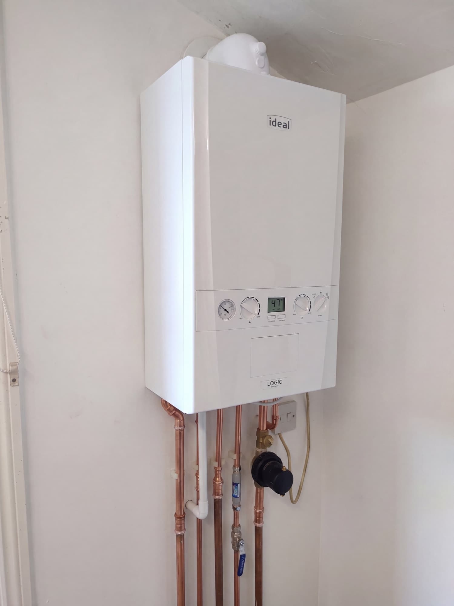 Ideal Logic combi boiler installed on a kitchen wall