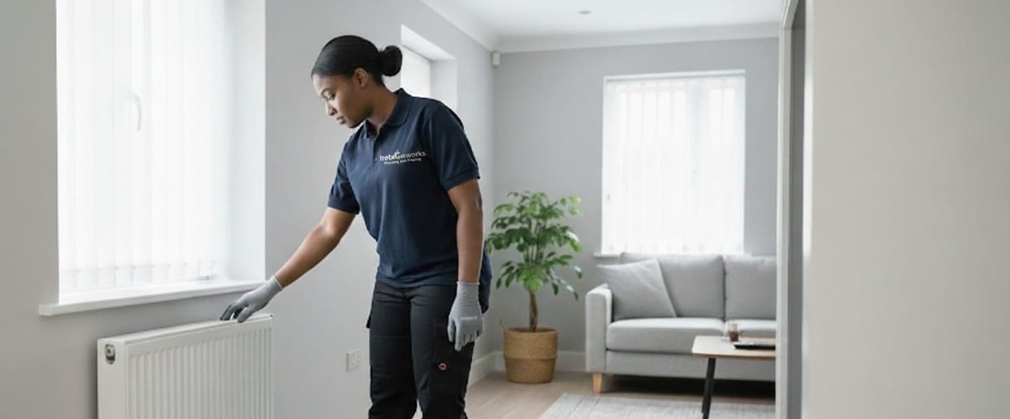 Radiator installation in modern living room