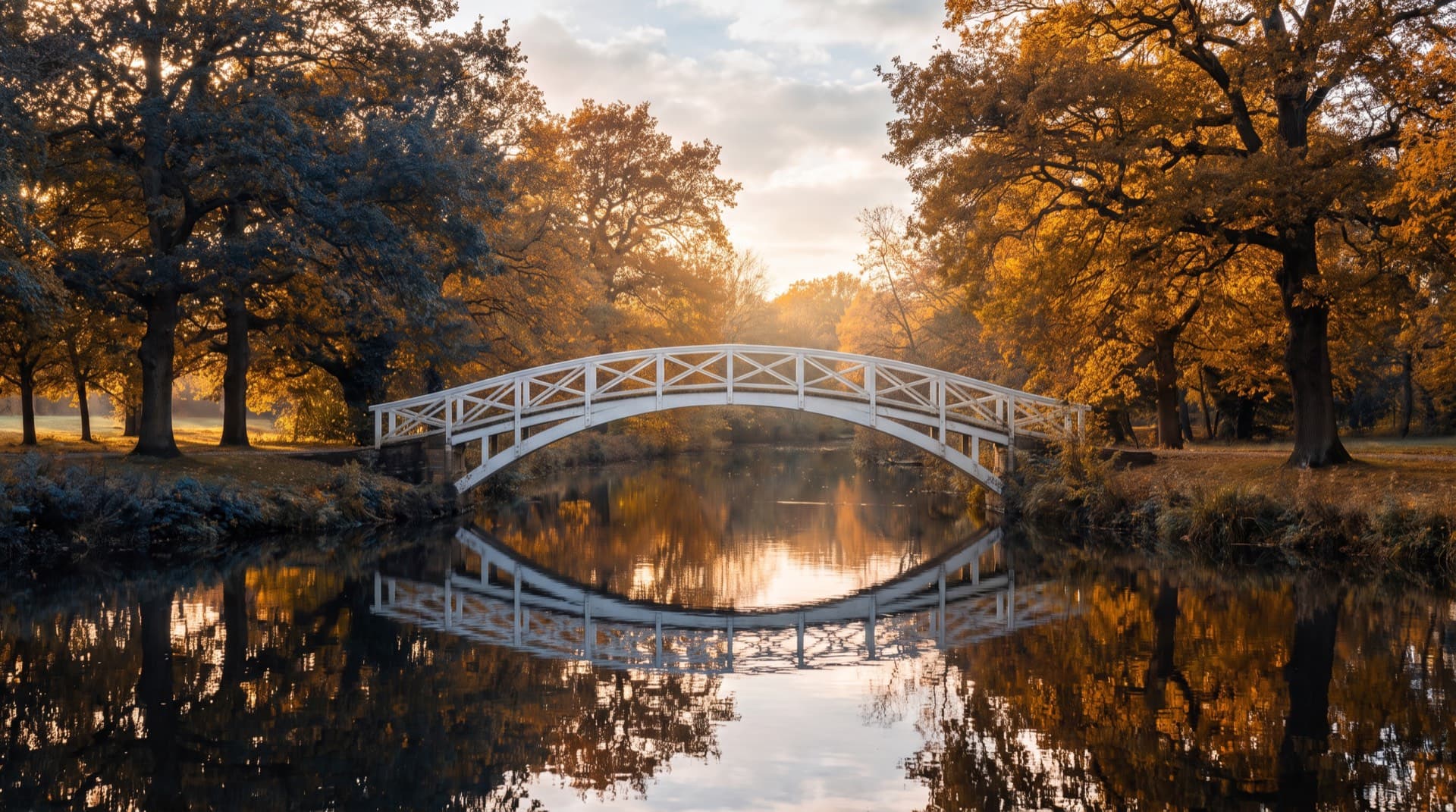 The white footbridge over the River Wandle in Morden Hall Park